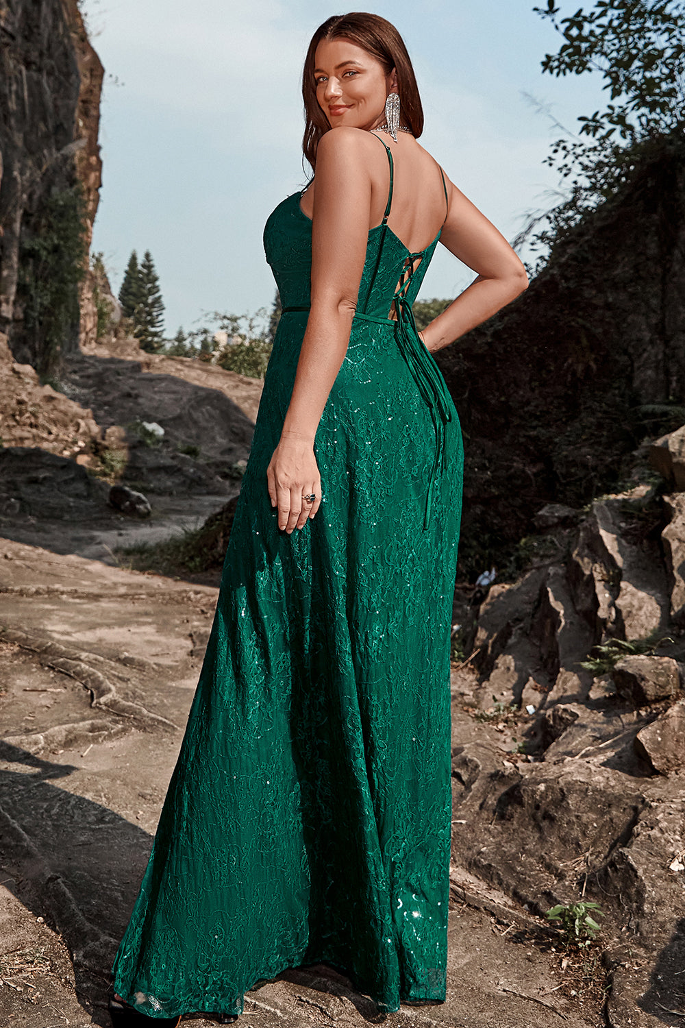Wedtrend Women Dark Green Wedding Party Dress Mermaid Spaghetti Straps Lace  Corset Bridesmaid Dress – WEDTREND