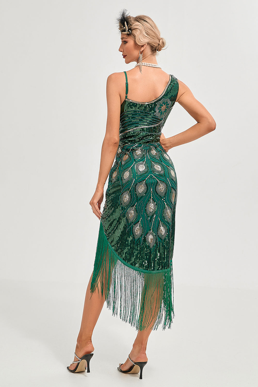 Wedtrend Women Black Gatsby Fringed Flapper Dress Spaghetti Straps 1920s Dress, Green / L Wedtrend Women Black Gatsby Fringed Flapper Dress Spaghetti Straps 1920s Dress, Green / L