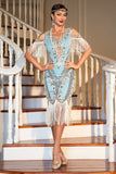 Sheath Off the Shoulder Green Sequins Party Dress With Tassels