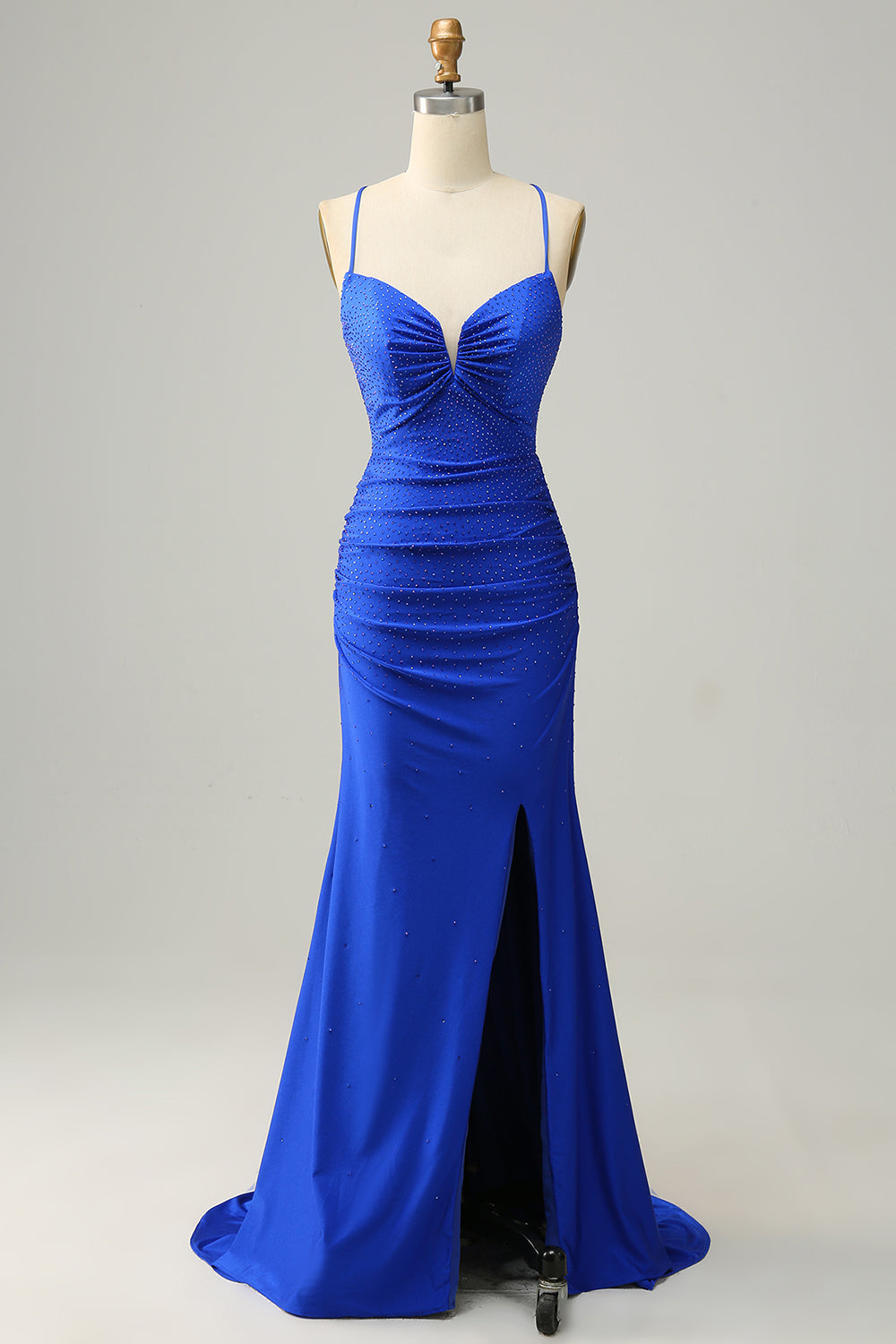 Royal Blue Mermaid Spaghetti Straps Long Formal Party Dress with Beading