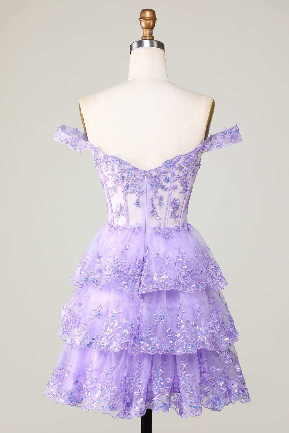 Wedtrend Women Purple Short Homecoming Dress with Lace Sparkly Corset Tiered Party Dress WEDTREND Wedtrend Women Purple Short Homecoming Dress with Lace Sparkly Corset Tiered Party Dress WEDTREND