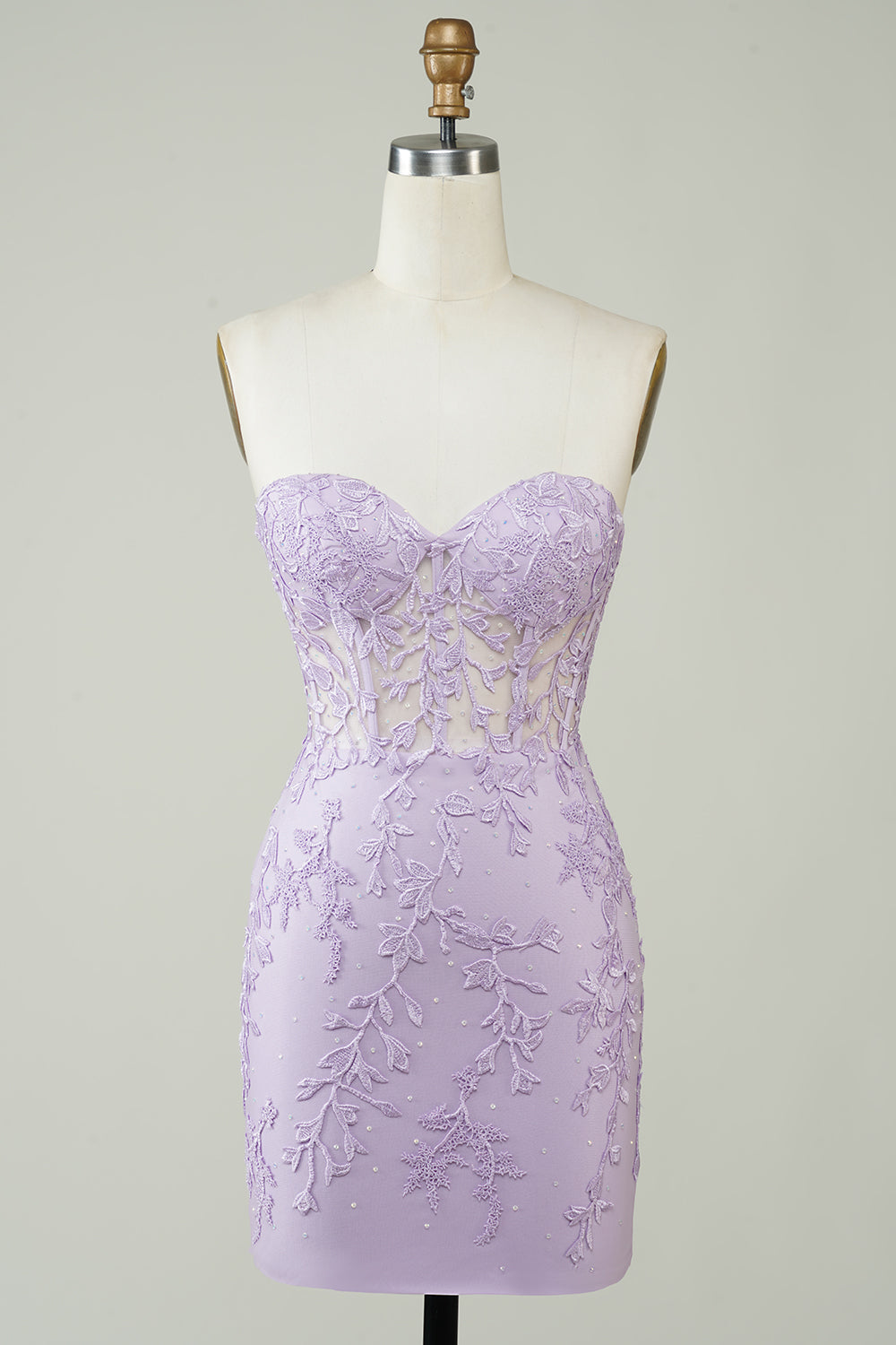 Bodycon Sweetheart Purple Corset Homecoming Dress with Appliques