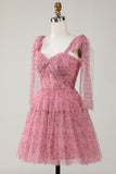 Blush A-Line PrintedShort Tulle Homecoming Dress