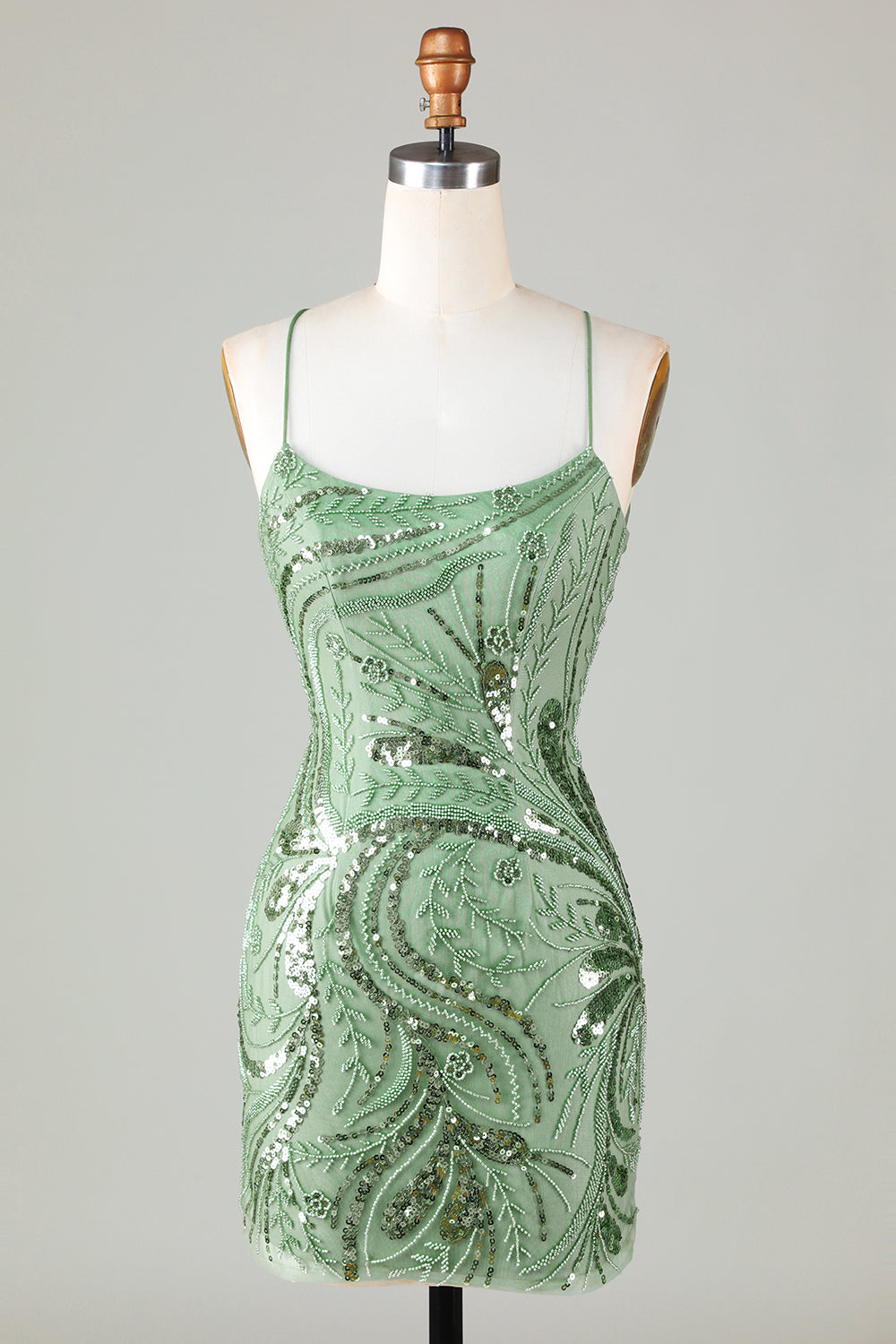 Wedtrend Women Sparkly Green Short Homecoming Dress with Criss Cross Back Sheath Spaghetti Straps Cocktail Dress WEDTREND Wedtrend Women Sparkly Green Short Homecoming Dress with Criss Cross Back Sheath Spaghetti Straps Cocktail Dress WEDTREND
