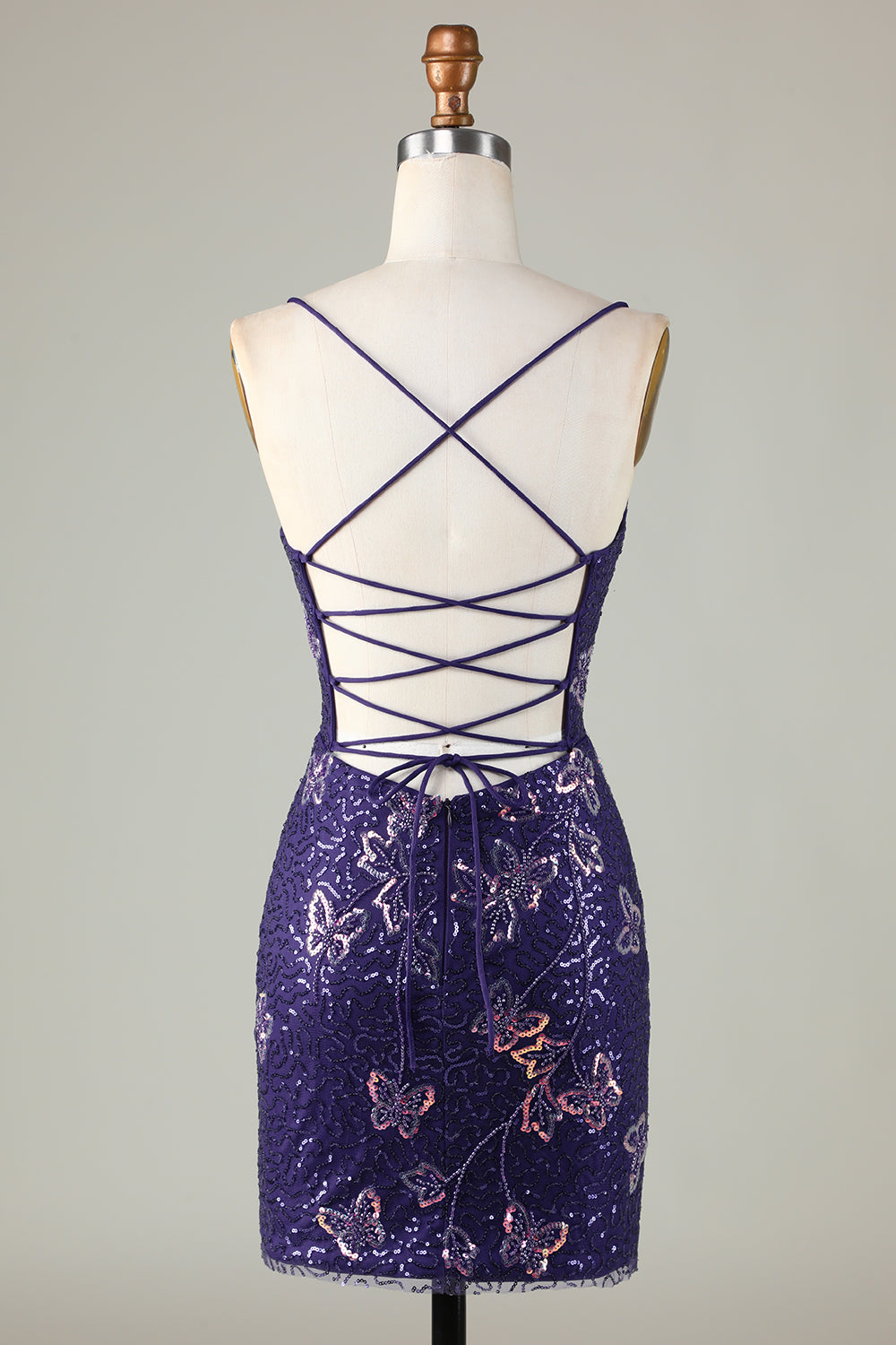 Wedtrend Women Dark Purple Short Homecoming Dress Sparkly Sheath Spaghetti Straps Cocktail Dress with Criss Cross Back WEDTREND Wedtrend Women Dark Purple Short Homecoming Dress Sparkly Sheath Spaghetti Straps Cocktail Dress with Criss Cross Back WEDTREND