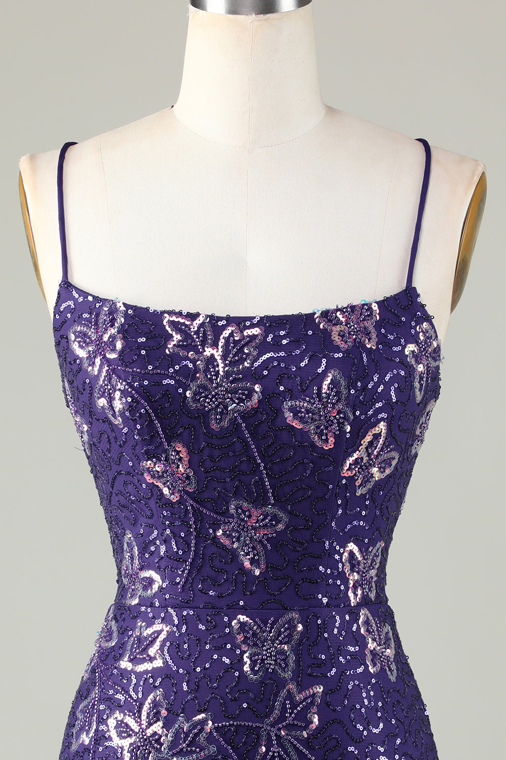 Wedtrend Women Dark Purple Short Homecoming Dress Sparkly Sheath Spaghetti Straps Cocktail Dress with Criss Cross Back WEDTREND Wedtrend Women Dark Purple Short Homecoming Dress Sparkly Sheath Spaghetti Straps Cocktail Dress with Criss Cross Back WEDTREND
