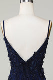 Sparkly Navy Tight Corset Short Homecoming Dress with Lace