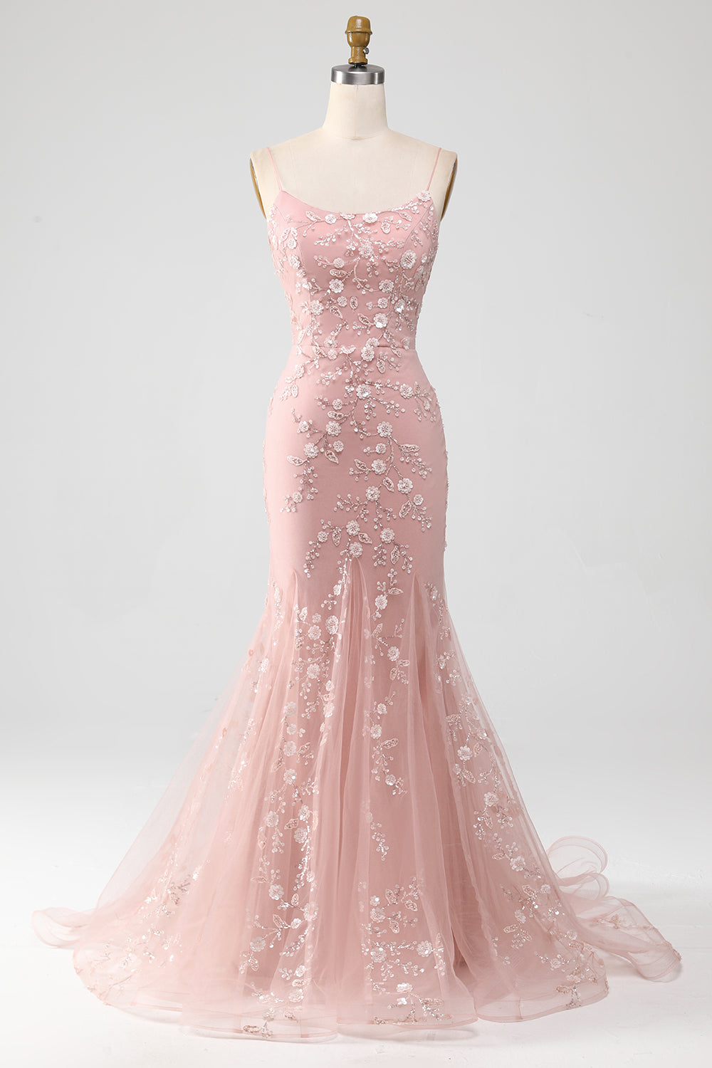 Wedtrend Women Blush Prom Dress Mermaid Spaghetti Straps Long Evening Party Dress with Appliques – WEDTREND Wedtrend Women Blush Prom Dress Mermaid Spaghetti Straps Long Evening Party Dress with Appliques – WEDTREND