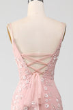 Blush Mermiad Spaghetti Straps Long Prom Dress with Appliques