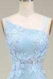 Stylish Light Blue Mermaid Long Prom Dress with Appliques