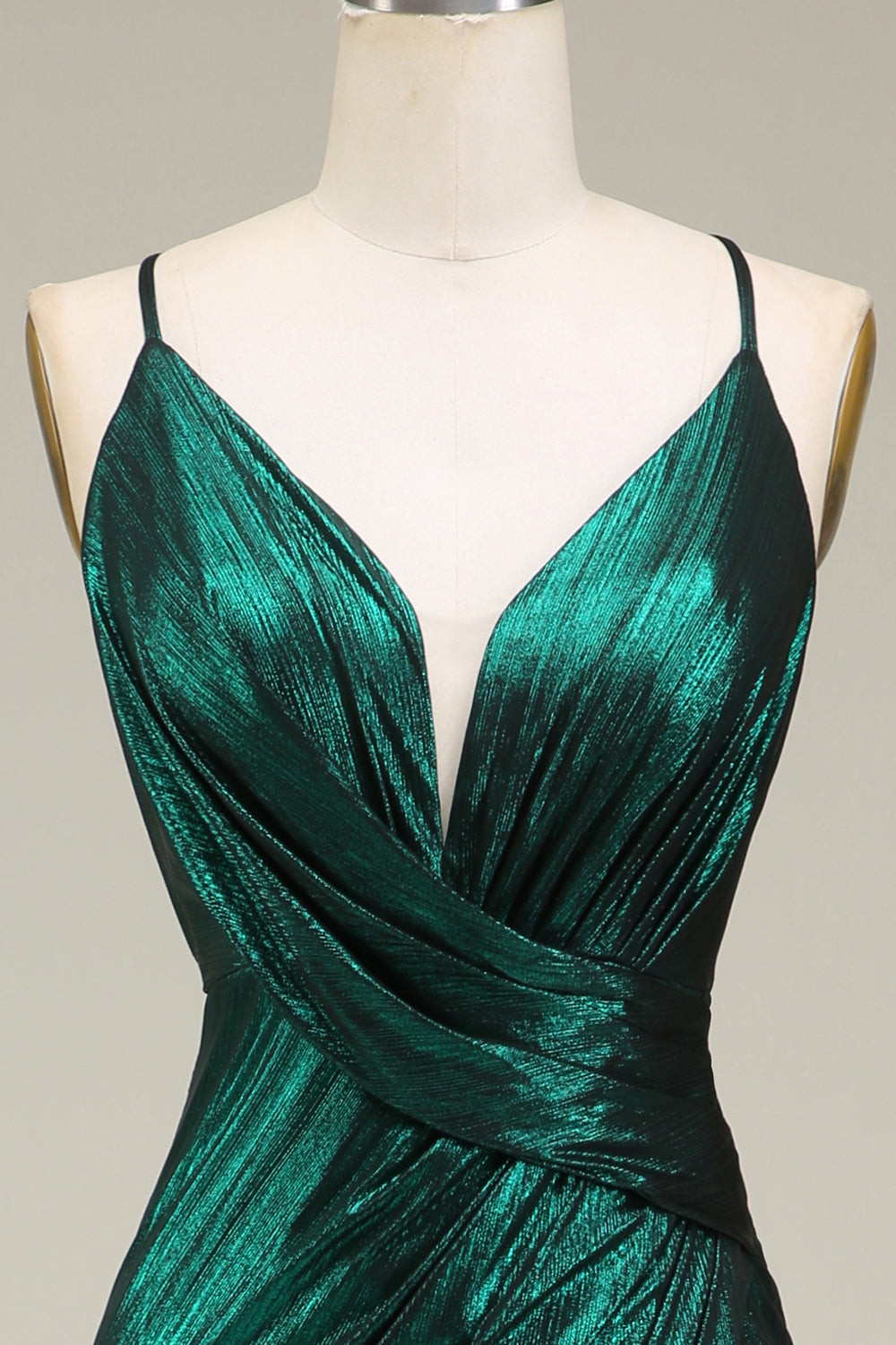 Dark Green Mermaid Spaghetti Straps Long Prom Dress with Open Back
