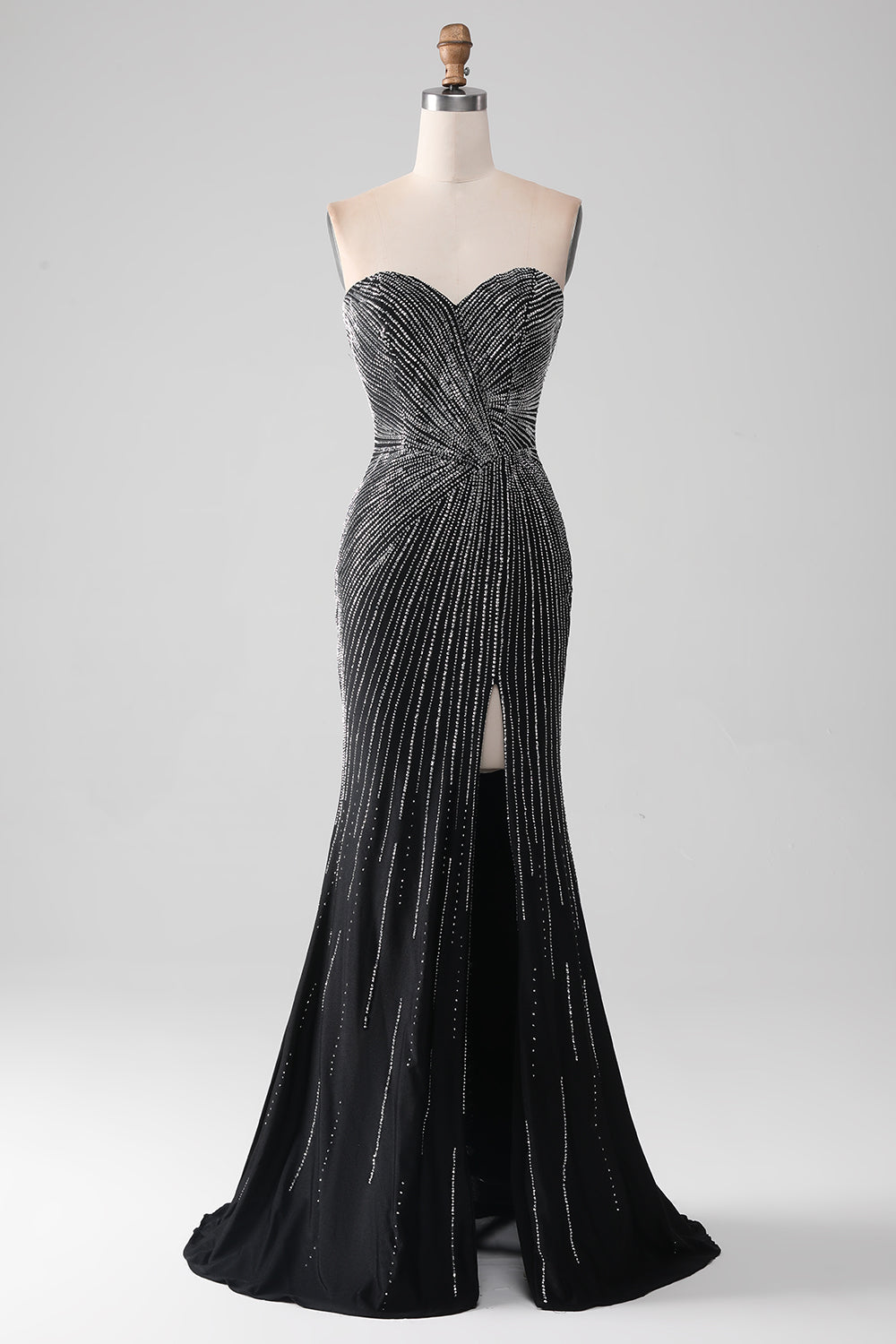 Wedtrend Women Black Glitter Prom Dress Strapless Mermaid Sweetheart Evening Party Dress with Slit WEDTREND Wedtrend Women Black Glitter Prom Dress Strapless Mermaid Sweetheart Evening Party Dress with Slit WEDTREND