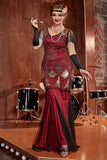 Burgundy Long Sequins Flapper Formal Party Dress