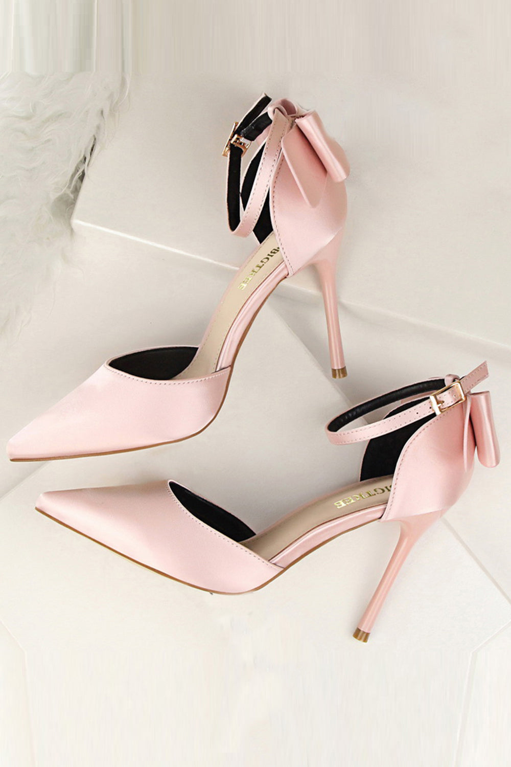 pink dress heels Cute High Low V Neck Pink Prom Dresses, High Low Pink Formal Dresses, abcprom