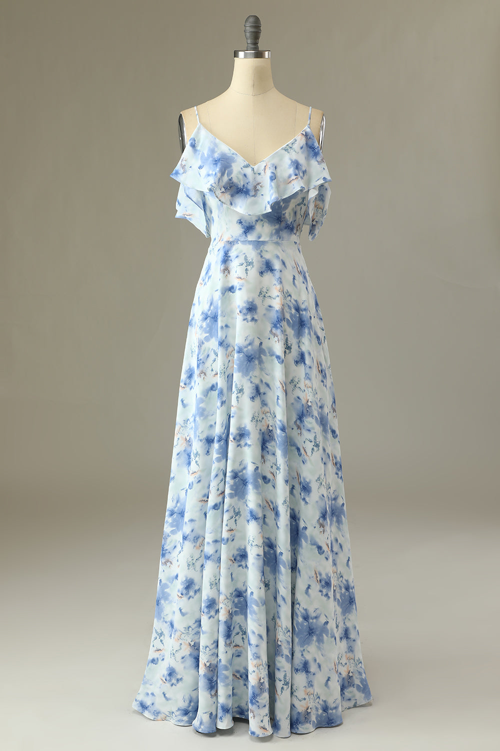 Wedtrend Women Long Bridesmaid Dress Blue Floral Print A Line Off the Shoulder Party Dress WEDTREND Wedtrend Women Long Bridesmaid Dress Blue Floral Print A Line Off the Shoulder Party Dress WEDTREND