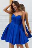 Royal Blue A-Line Sweetheart Short Homecoming Dress with Swing