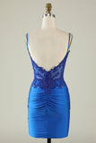 Dark Green Sheath Spaghetti Straps Homecoming Dress with Beading