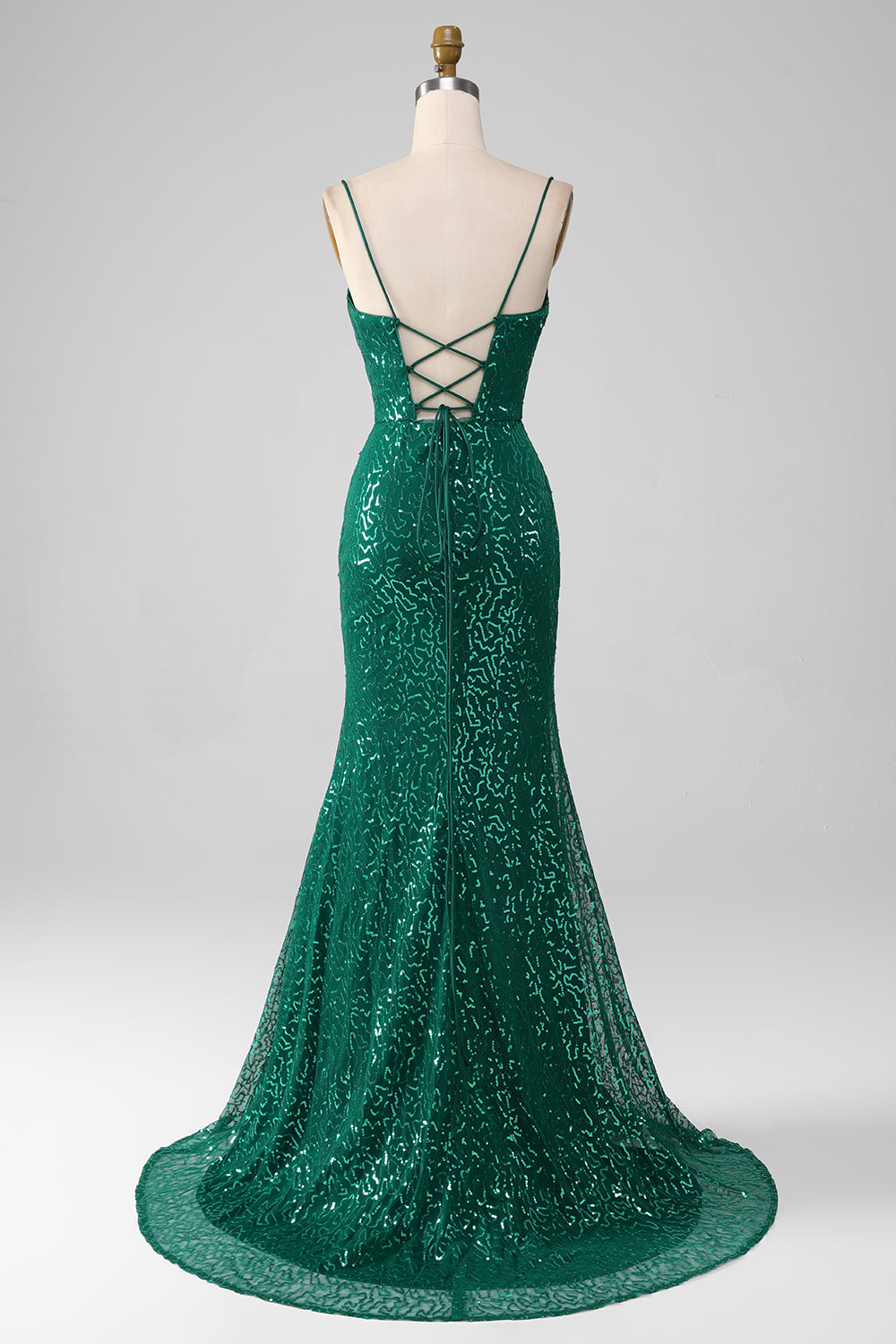Dark Green Mermaid Sparkly Beaded Sequins Long Prom Dress with Slit