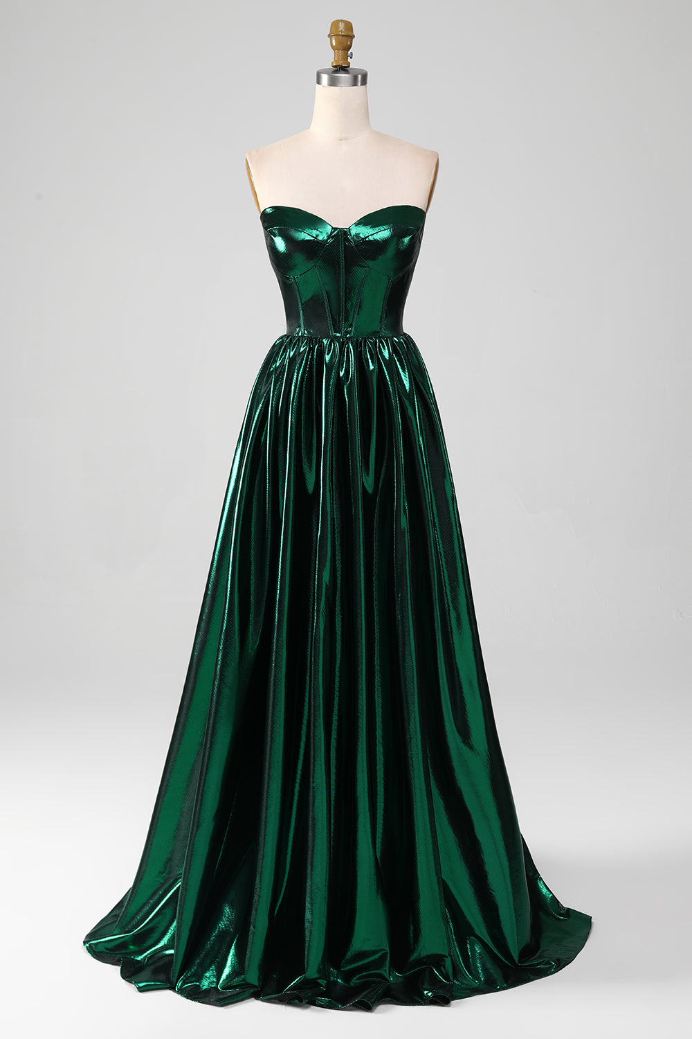 Wedtrend Women Glitter Dark Green Prom Dress A-Line Sweetheart Corset Metallic Long Formal Dress, Dark Green / US14 Wedtrend Women Glitter Dark Green Prom Dress A-Line Sweetheart Corset Metallic Long Formal Dress, Dark Green / US14