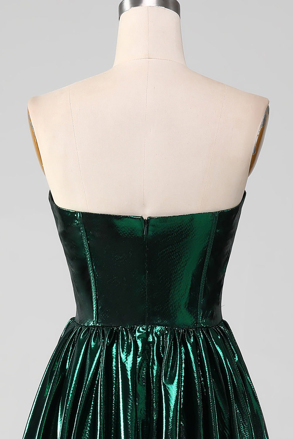 Glitter Dark Green A-Line Sweetheart Corset Metallic Long Prom Dress