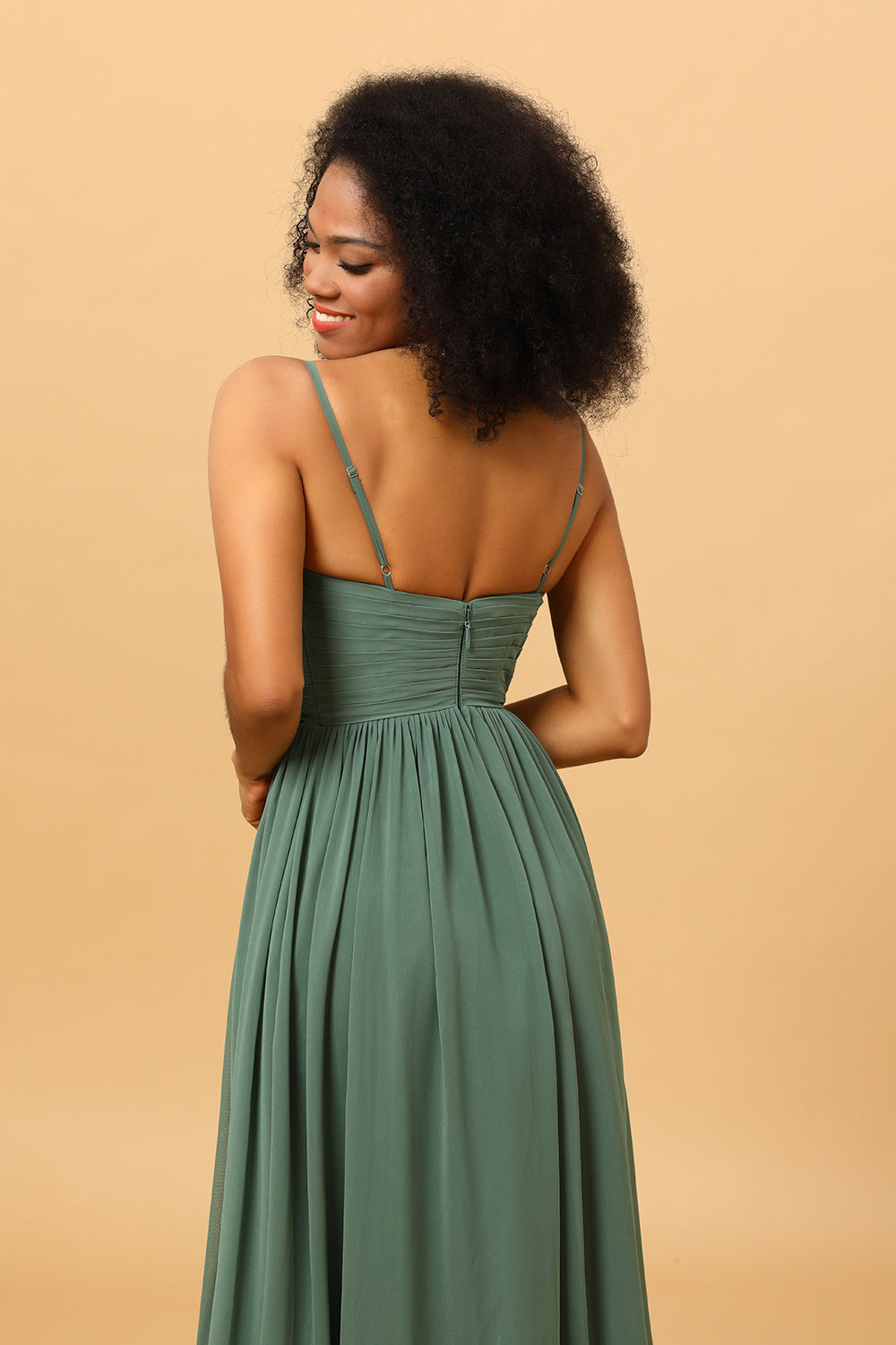 Wedtrend Women Eucalyptus Ruched Spaghetti Straps Long Chiffon Bridesmaid Dress with Slit WEDTREND Wedtrend Women Eucalyptus Ruched Spaghetti Straps Long Chiffon Bridesmaid Dress with Slit WEDTREND