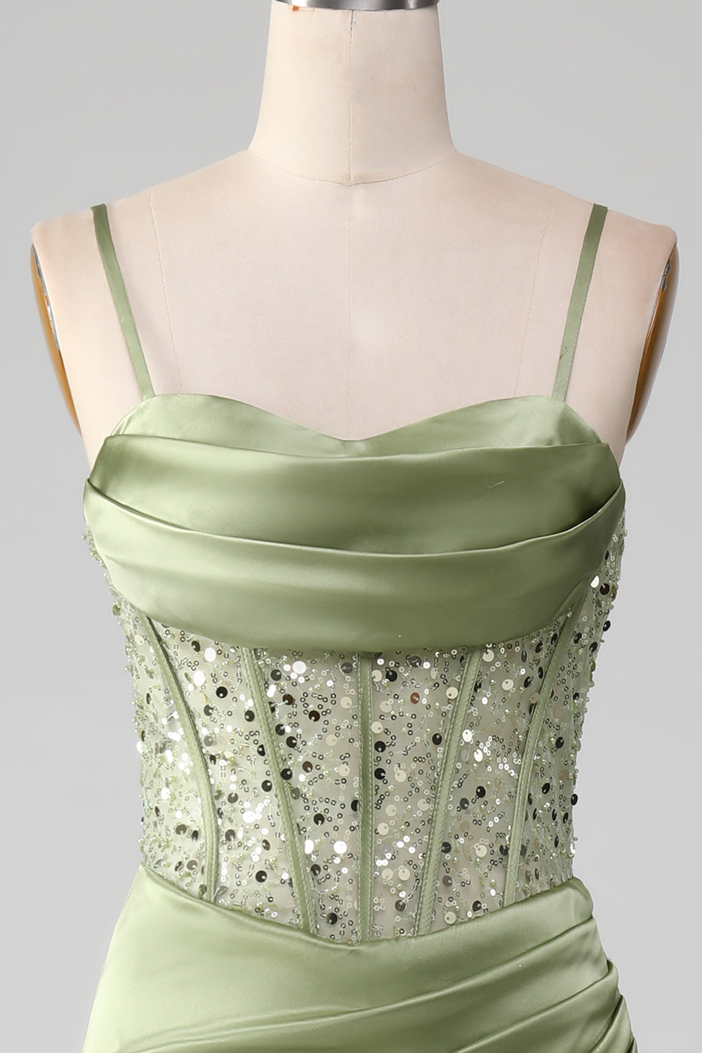 Wedtrend Women Sage Green Prom Dress Mermaid Sparkly Sequin Pleated Corset Satin Evening Dress WEDTREND Wedtrend Women Sage Green Prom Dress Mermaid Sparkly Sequin Pleated Corset Satin Evening Dress WEDTREND
