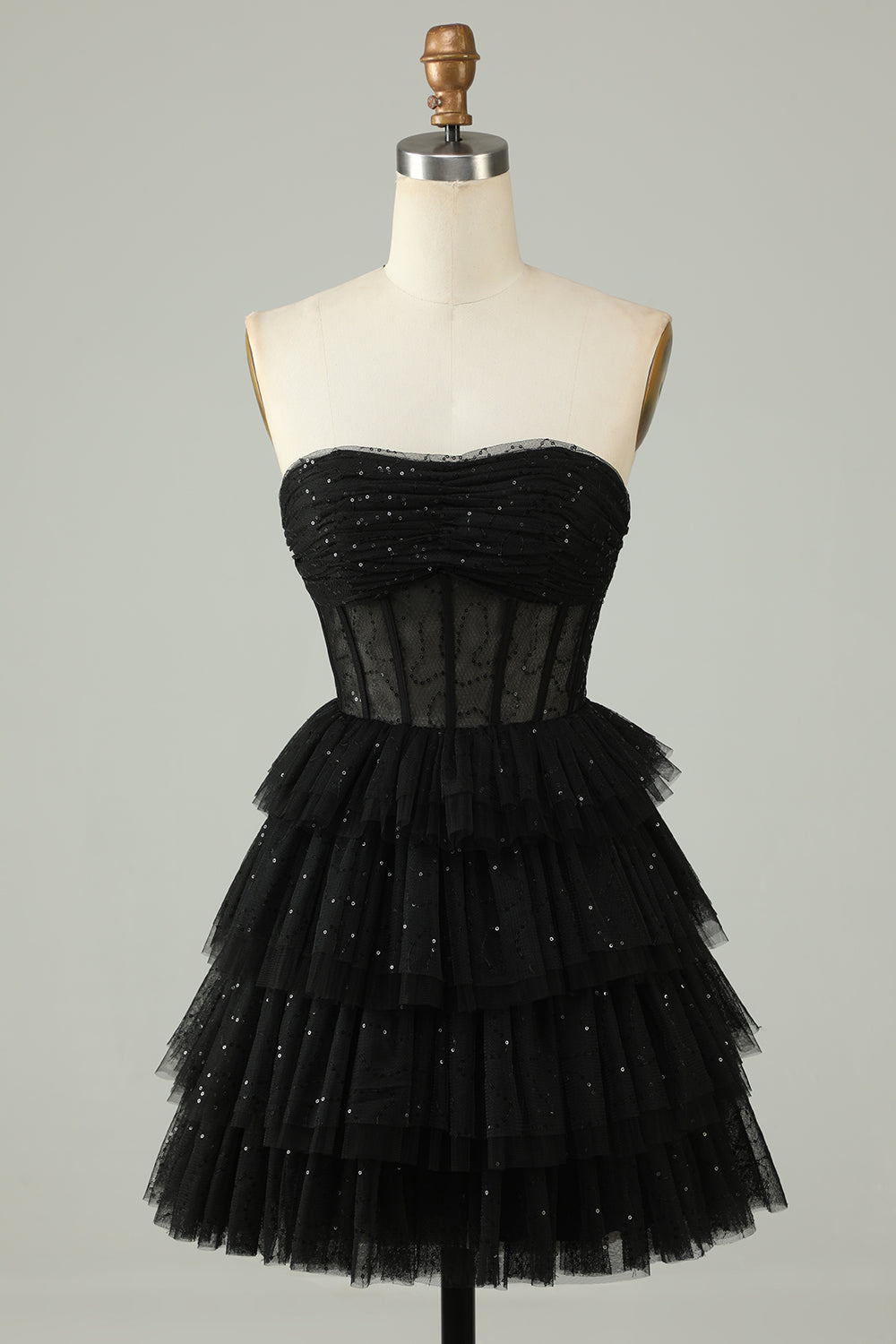 Wedtrend Women Black Homecoming Dress A Line Strapless Open Back Corset Short Party Dress, Black / US22W Wedtrend Women Black Homecoming Dress A Line Strapless Open Back Corset Short Party Dress, Black / US22W