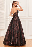 Black A Line Strapless Weddiong Party Dress with Beading