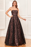 Black A Line Strapless Weddiong Party Dress with Beading