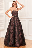 Black A Line Strapless Weddiong Party Dress with Beading