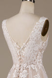 Ivory A Line Tulle Sweep Train Wedding Dress with Lace